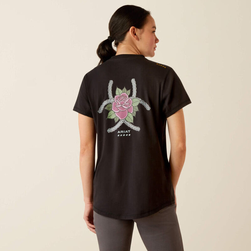 10054434 WOMENS REBAR WORKMAN ROSE SHORT SLEEVE T-SHIRT BLACK