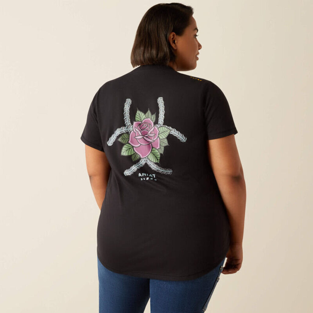 10054434 WOMENS REBAR WORKMAN ROSE SHORT SLEEVE T-SHIRT BLACK