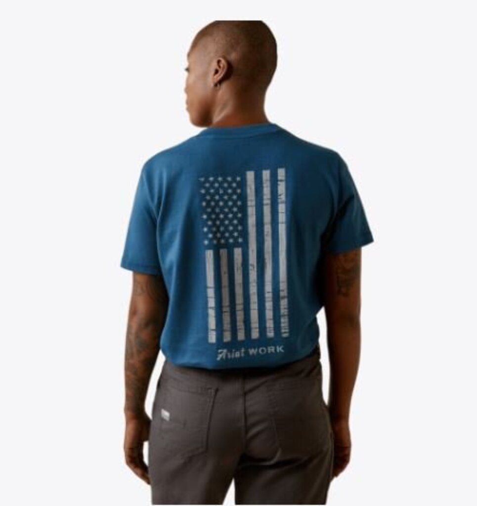 10043846 WMS Rebar Cotton Strong American Flag Graphic T-Shirt