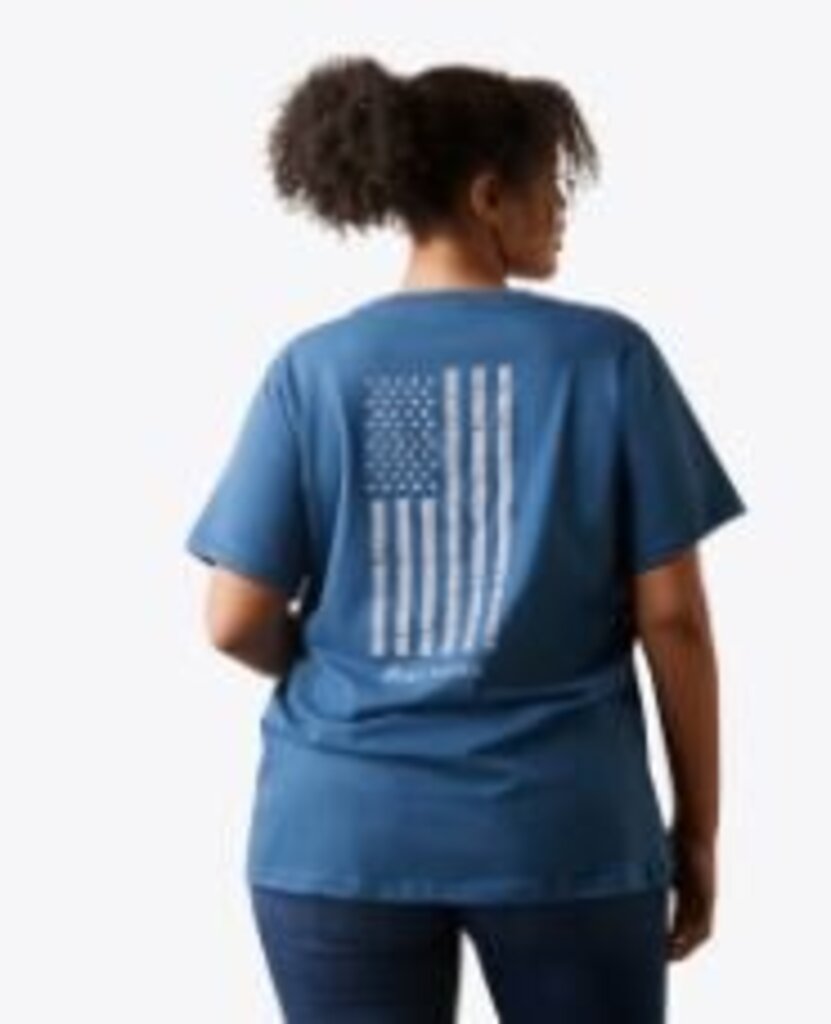 10043846 WMS Rebar Cotton Strong American Flag Graphic T-Shirt
