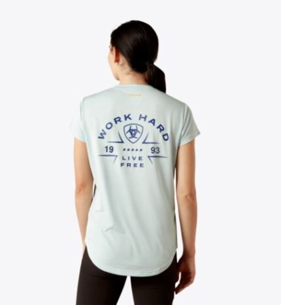 10054435 Womens Rebar Evolution Work Hard V-Neck T-Shirt