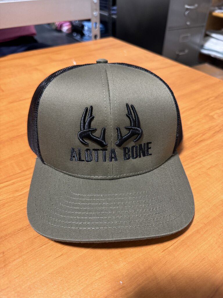 ALOTTA BONE EMBROIDERED ARMY GREEN HAT