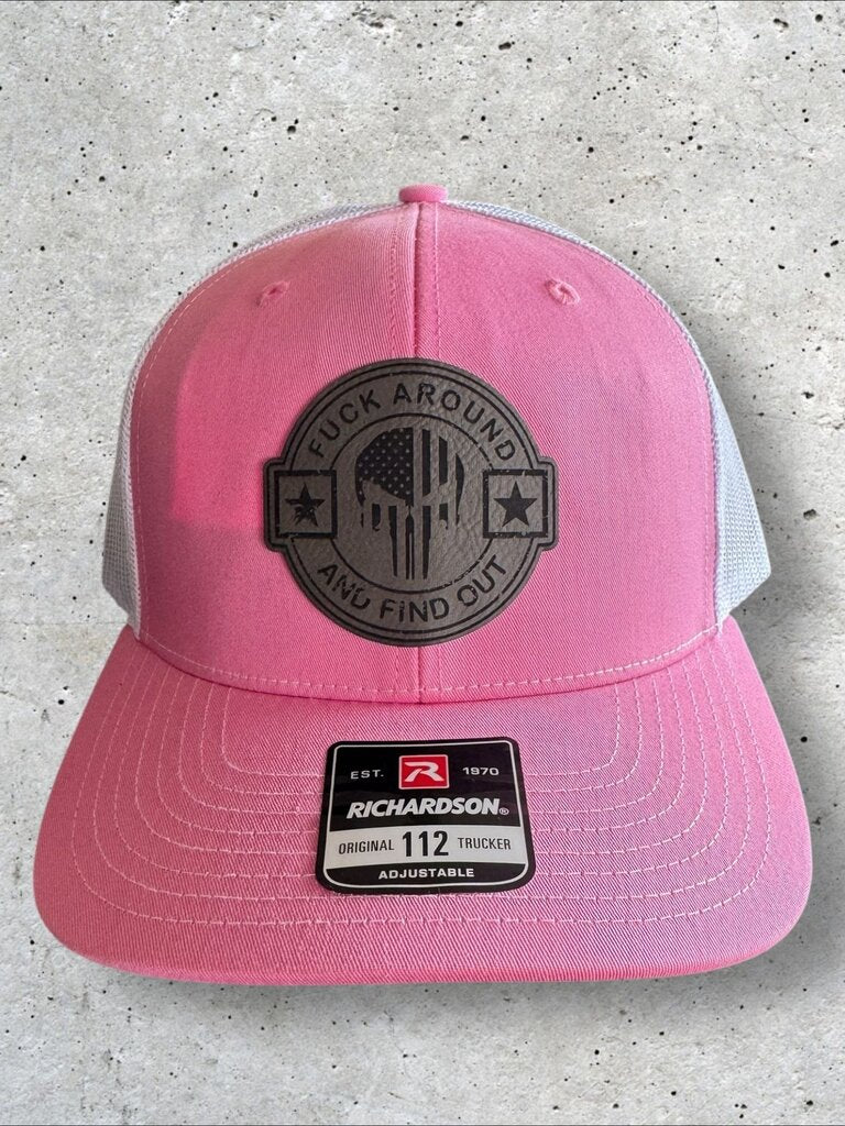 Pink & White FAFO (Grey Patch) Hat